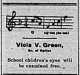 Viola Green Ad - Optometry June 3 1910