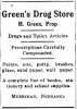 Green Drug Store Ad 3-28-1913 Merriman Maverick